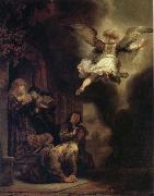 REMBRANDT Harmenszoon van Rijn The Archangel Raphael Taking Leave of the Tobit Family oil